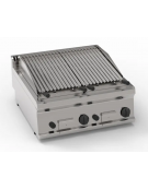 Griglia gas a pietra lavica da banco, 2 griglie inox a V da cm 30x48 cad. - potenza gas tot. Kw 13,8  - dim tot. cm 70x70x28h