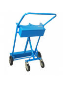 Portabombole biposto con cassetta lt.40/50 su 4 ruote - per bombole Ø cm 23 -2 ruote gomma piena Ø cm 20 - cm 73,5x45x133,5h