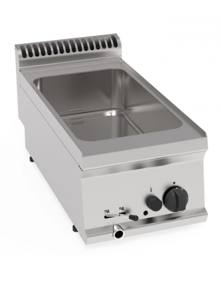 Bagnomaria a gas da banco, 1 vasca da cm 30,5x51x16,5, capacità GN1/1 - potenza gas tot.Kw 2 - cm 35x70x28h