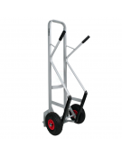 Carrello portacasse in alluminio con scivolo spalla tubolare 2 ruote pneumatiche cerchio nylon Ø cm 26 - cm 49x134h