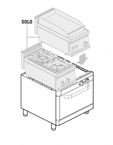 Base forno elettrico ventilato - camera cm 57x51,5x30h, capacità teglie 5xGN1/1 - trifase Kw 5 - cm 70x70x57h