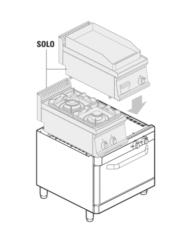 Base forno elettrico statico - camera cm 57,5x65x30h, capacità teglie 4xGN2/1 - trifase Kw 5,3 - cm 70x70x57h