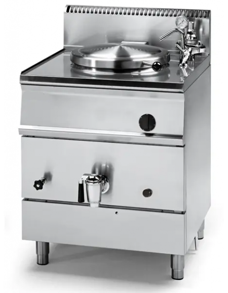 Pentola a gas indiretta - 1 vasca in AISI 316, capacità Lt 50,  vasca cm Ø40x45h - potenza totale Kw 15,5 - cm 70x70x85h