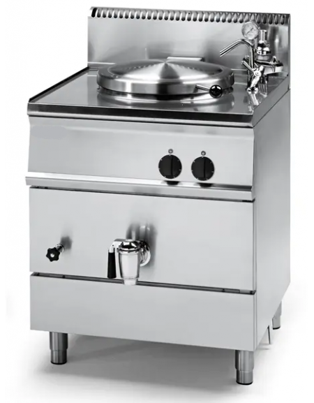 Pentola elettrica indiretta - 1 vasca in AISI 316, capacità Lt 50, dim. vasca cm Ø40x45h - trifase Kw 9 - cm 70x70x85h