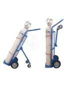 Carrello portabombole monoposto lt.40/50 trasformabile 2 ruote in gomma piena Ø cm 20 - cm 44x44x125h