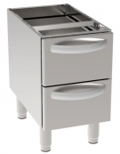 Vano neutro in acciaio inox AISI 304 con 2 cassetti GN1/1, dim. vano cm 34,5x57x40h - dim. tot. cm 35x57,5x60h