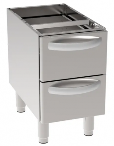 Vano neutro in acciaio inox AISI 304 con 2 cassetti GN1/1, vano cm 34,5x57x40h - Dimensioni cm 35x57,5x60h