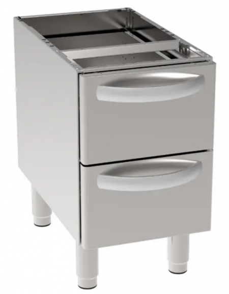 Vano neutro in acciaio inox AISI 304 con 2 cassetti GN1/1, vano cm 34,5x57x40h - Dimensioni cm 35x57,5x60h