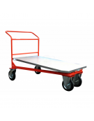 Carrello con pianale in lamiera zincata - 4 ruote (2 fisse - 2 girevoli) gomma piena Ø cm 20 - piano cm 70x110