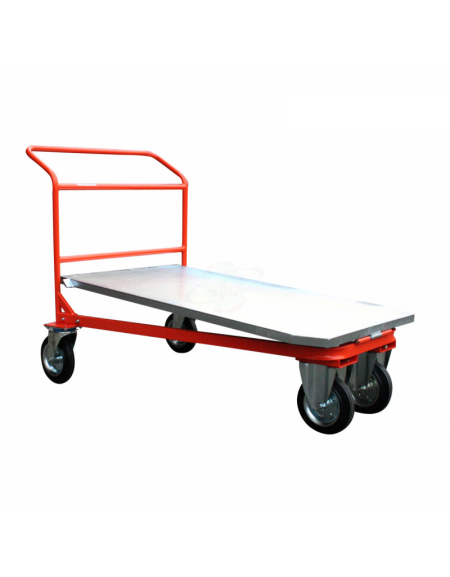 Carrello con pianale in lamiera zincata - 4 ruote (2 fisse - 2 girevoli) gomma piena Ø cm 20 - cm 70x110h