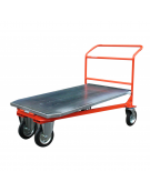 Carrello con pianale in lamiera zincata - 4 ruote (2 fisse - 2 girevoli) gomma piena Ø cm 20 - cm 70x110h