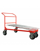 Carrello con ripiano in rete zincata elettrosaldata -  4 ruote (2 fisse - 2 girevoli) gomma piena Ø cm 20 - piano cm 70x110