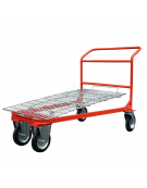 Carrello con ripiano in rete zincata elettrosaldata -  4 ruote (2 fisse - 2 girevoli) gomma piena Ø cm 20 - piano cm 70x110