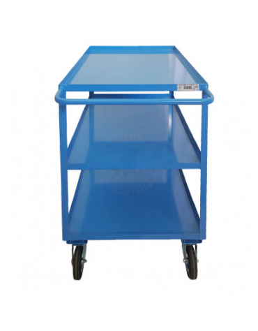 Carrello portatutto a 3 vasche, lamiera 20/10, 4 ruote ( 2 fisse - 2 girevoli ) gomma piena Ø 140 - piano cm 60x90