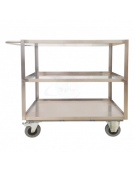 Carrello portatutto a 3 piani in Acciaio Inox con ruote girevoli con freno, Portata Kg 250, 4 ruote girevoli (2 con freno) - pia