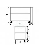 Carrello portatutto 3 piani lisci, lamiera 20/10 alta portata, 4 ruote gomma (2 fisse - 2 girevoli con freno) - cm 60x90x89,5h
