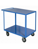 Carrello Portatutto Maxi a 2 ripiani Alta Portata - 4 ruote (2 girevoli con freno) gomma piena Ø20 - piano cm 120x80