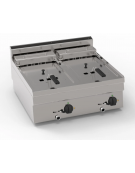 Friggitrice elettrica trifase-12kw da banco, 2 vasche AISI 304 dim. cm 22,5x34x22,5h - 8+8 lt - dim tot. cm 70x65x28h