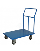 Carrello con pianale in lamiera 20/10, 4 ruote girevoli in gomma piena, 2 con freno Ø cm 14 cm 60x90