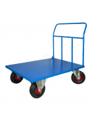 Carrello con pianale in lamiera 20/10 -  4 ruote ( 2 fisse - 2 girevoli) pneumatiche Ø cm 26 - cm 80x120