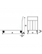 Carrello con pianale portata Kg.500, 4 ruote gomma piena Ø 200 Dimensioni cm 70x100x105,5