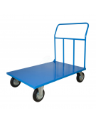 Carrello con pianale in lamiera 20/10 , portata Kg.500 4 ruote (2 fisse-2 girevoli con freno) in gomma elastica Ø 200