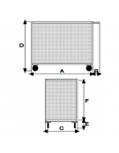 Carrello con Pianale con 4 sponde in rete con freno normalmente attivo - 4 ruote cm Ø15 desmopan (2 fisse-2 girevoli) - cm 60x90