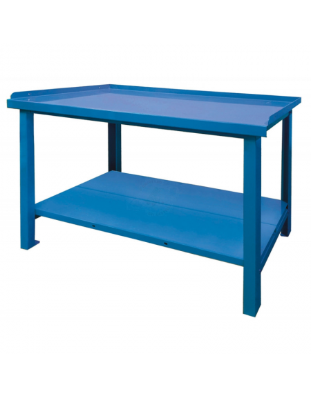Banco da lavoro Professionale - piano superiore in lamiera 30/10 con 3 bordi di contenimento - cm 150x75x90h