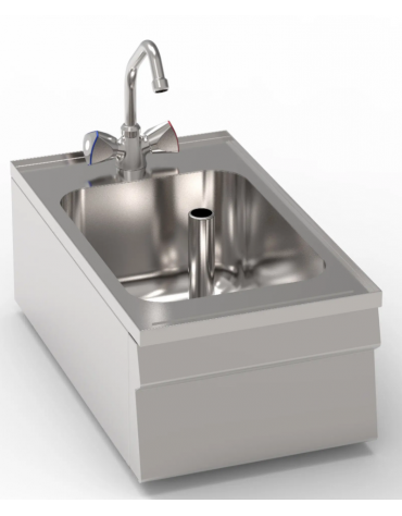 Lavello dotato di vasca stampata cm 29x40x20h - 23 Lt., compreso di miscelatore con manopole - cm 35x60x30h