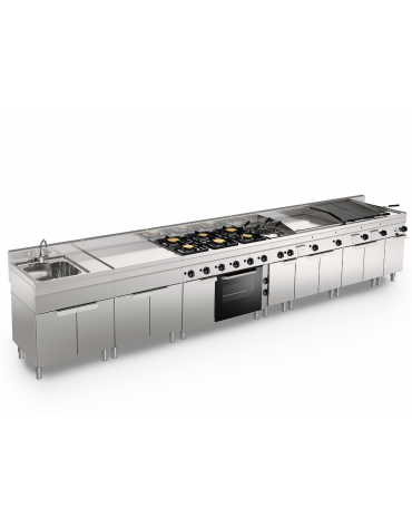 Lavello dotato di vasca stampata cm 40x40x20h - 32 Lt., compreso di miscelatore con manopole - cm 70x60x30h