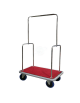 Carrello portabagagli "bus" in acciaio inox, piano in moquette rossa - 4 ruote Ø 20 in gomma blu - cm  60x103x170h