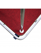 Carrello portabagagli "bus" in acciaio inox piano in moquette rossa -  4 ruote in gomma blu - Ø 20 - cm  60x103x170h