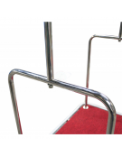 Carrello portabagagli "bus" in acciaio inox piano in moquette rossa -  4 ruote in gomma blu - Ø 20 - cm  60x103x170h