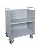 Carrello porta faldoni/fascicoli a 2 piani -  4 ruote gomma Ø cm 12,5 (2 girevoli con freno - 2 fisse) - cm 51x95x105h