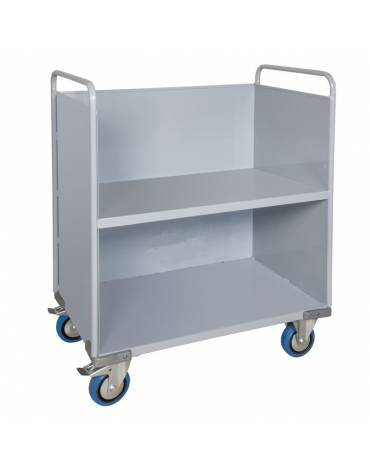 Carrello porta faldoni/fascicoli a 2 piani -  4 ruote gomma Ø cm 12,5 (2 girevoli con freno - 2 fisse) - cm 51x95x105h