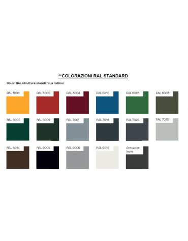 Pensilina per bici in acciaio zincata e verniciata e copertura in policarbonato. Completa di portabici - cm 256x282h