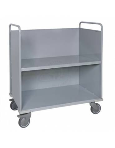 Carrello porta faldoni/fascicoli a 2 piani di cui 1 inclinato - 4 ruote gomma ad alta silenziosità Ø cm 12,5 - cm 52x85x105h