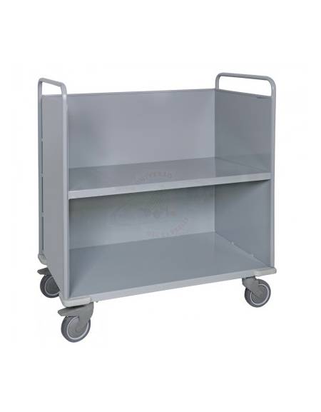 Carrello porta faldoni/fascicoli a 2 piani di cui 1 inclinato - 4 ruote gomma ad alta silenziosità Ø cm 12,5 - cm 52x85x105h