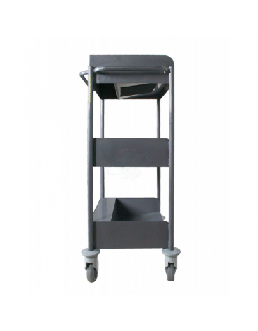 Carrello biblioteca con ripiani sagomati e pannelli antirombo 4 ruote ad alta silenziosità Ø12,5 - cm 47x62x113h