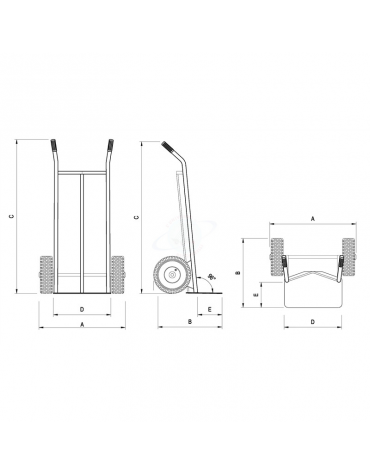 Carrello portasacchi - 2 Ruote Pneumatiche nylon Ø cm 26 - cm 58x107