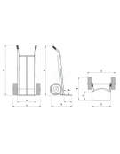 Carrello portasacchi - 2 Ruote gommate Ø cm 15 - pala carico cm 40x50 - dimensioni cm 50x40x109,5h Carrello portasacchi - 2 Ruote gommate Ø cm 15 - pala carico cm 40x50 - dimensioni cm 50x40x109,5h