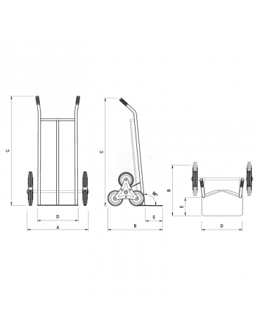 Carrello Saliscale - 6 ruote a stella Ø cm 15 - cm 58x107