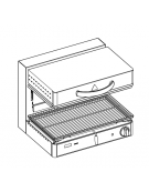 Salamandra ultrarapida contact con piano mobile e rilevamento piatto -  sup. di cottura cm 60x35 - cm 60x45x50h