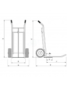 Carrello portasacchi con doppia pedana - 2 Ruote Pneumatiche Ø cm 26 cerchio nylon - cm 58,5x51x109,5h