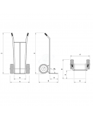 Carrello portacasse - 2 Ruote Pneumatiche nylon Ø cm 26 - cm 53x110