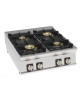 Cucina a gas 4 fuochi da banco in acciaio Inox con piano ermetico - potenza fuochi 2x10Kw + 2x11Kw - cm 80x90x28h