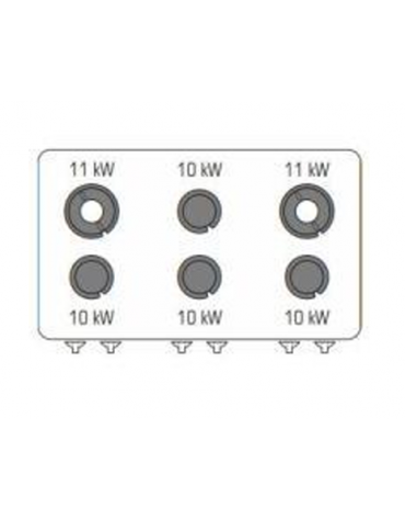 Cucina a gas 6 fuochi da banco in acciaio Inox con piano ermetico - potenza fuochi 4x10kw + 2x11Kw - cm 120x90x28h