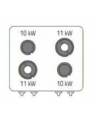 Cucina a gas 4 fuochi in acciaio Inox su vano aperto, con piano ermetico - potenza fuochi 2x10kw + 2x11Kw - cm 80x90x90h