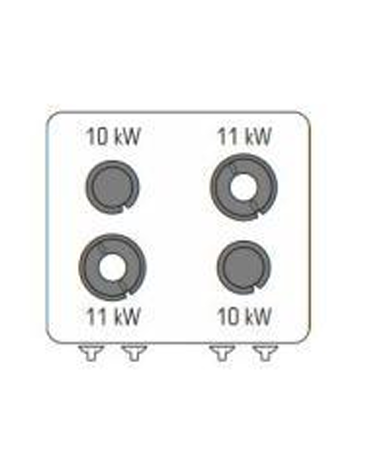 Cucina a gas 4 fuochi in acciaio Inox su vano aperto, con piano ermetico - potenza fuochi 2x10kw + 2x11Kw - cm 80x90x90h