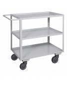 Carrello ufficio a 3 piani, lamiera 15/10 - 4 ruote girevoli gomma alta silenziosità Ø cm 12,5 - cm 50x80x89,5h